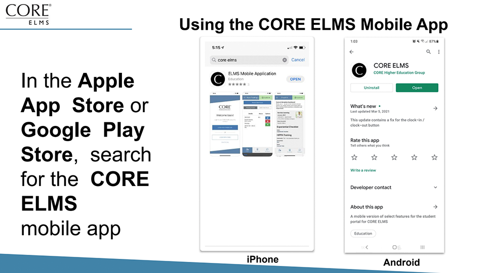 Downloading and Using the ELMS Mobile App